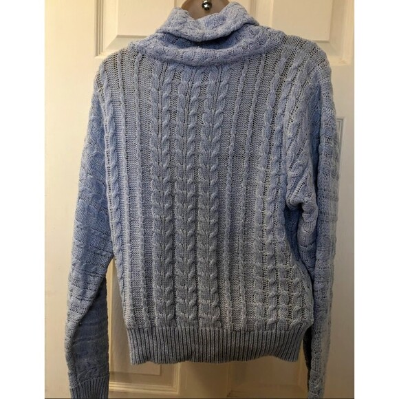 Vintage Richard and Company Women's Light Blue Cable Knit Turtle Neck Sweater XS - Picture 3 of 7